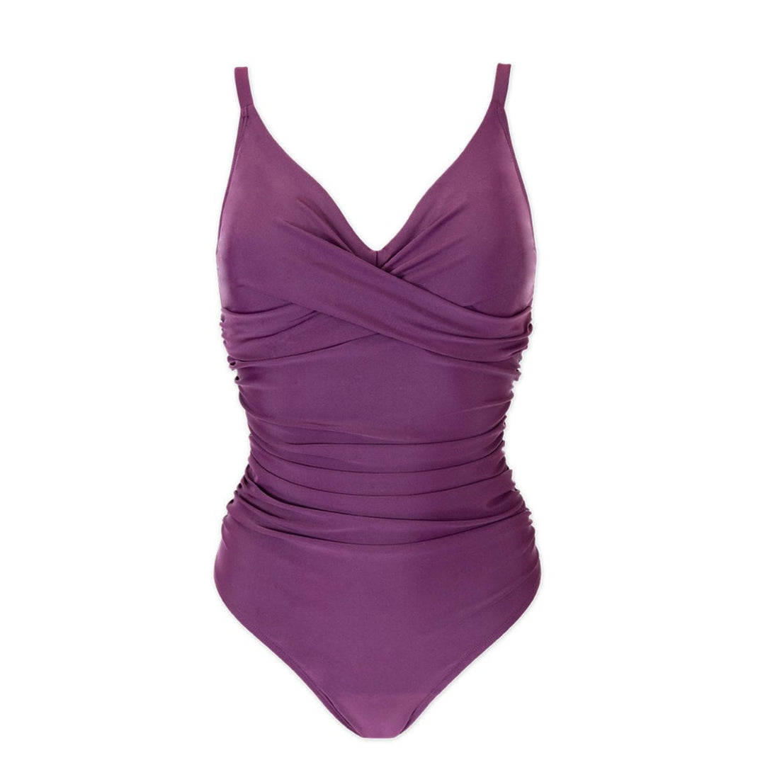 Plum swimming costume, front.
