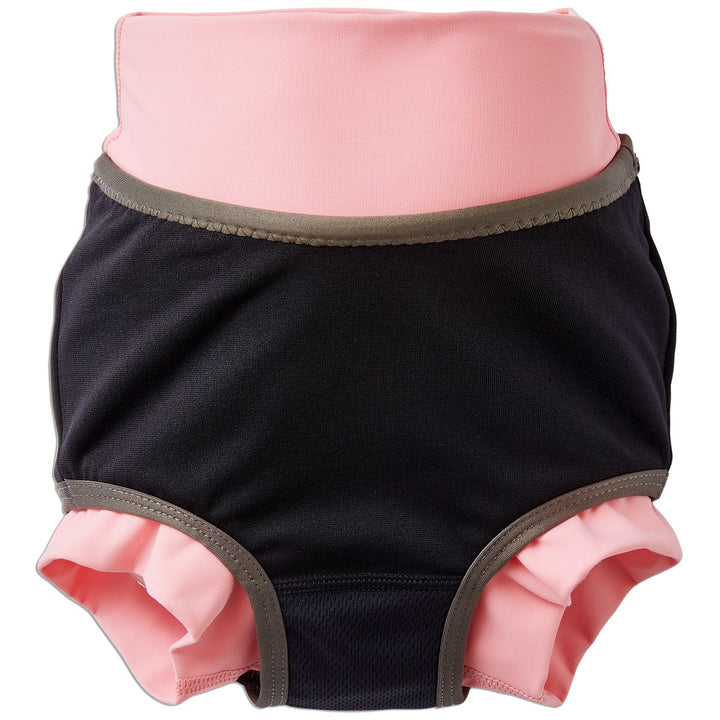 Reusable swim nappy inside out, showing silver lining.