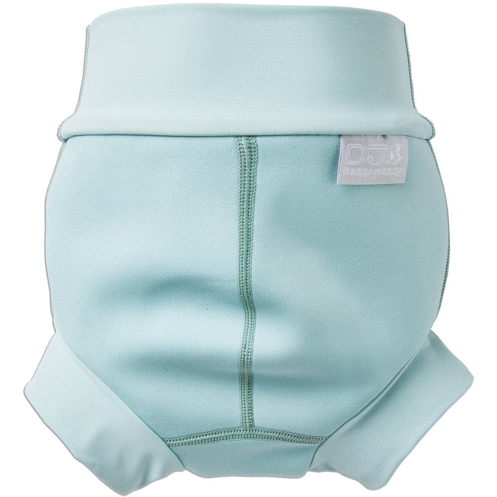 Reusable swim nappy in plain pistachio colour. Back.