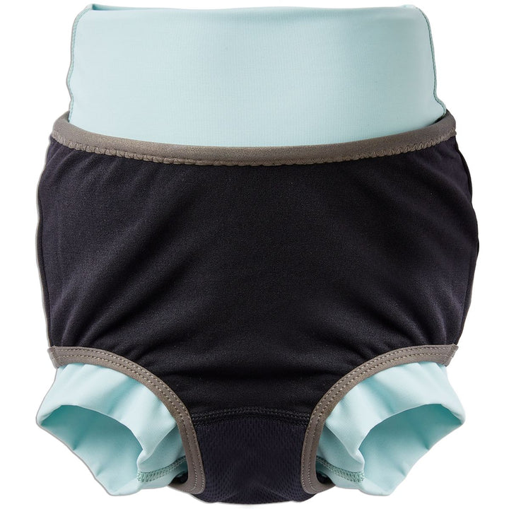 Reusable swim nappy inside out, showing silver lining.