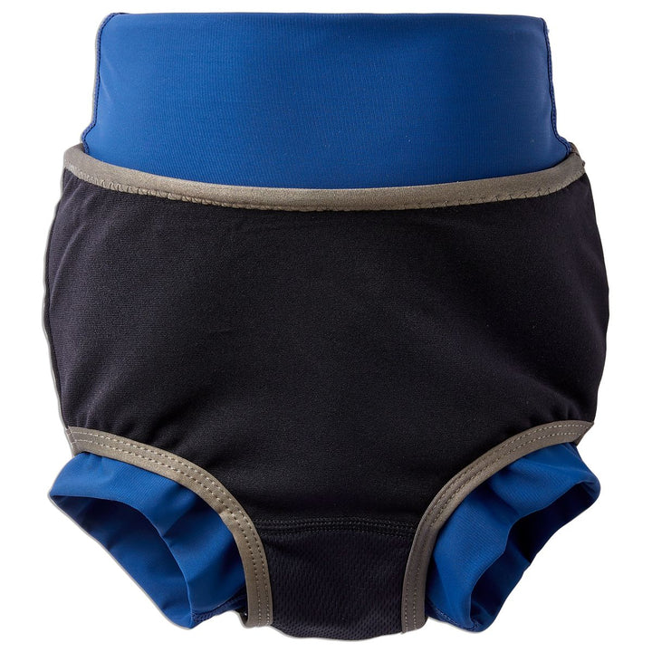 Reusable swim nappy inside out, showing silver lining.
