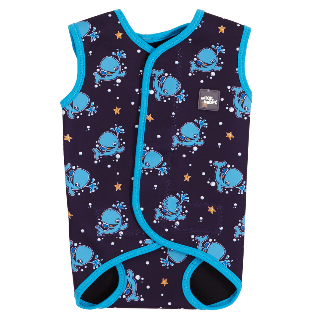 Neoprene swim wrap in blue Bubba the whale print