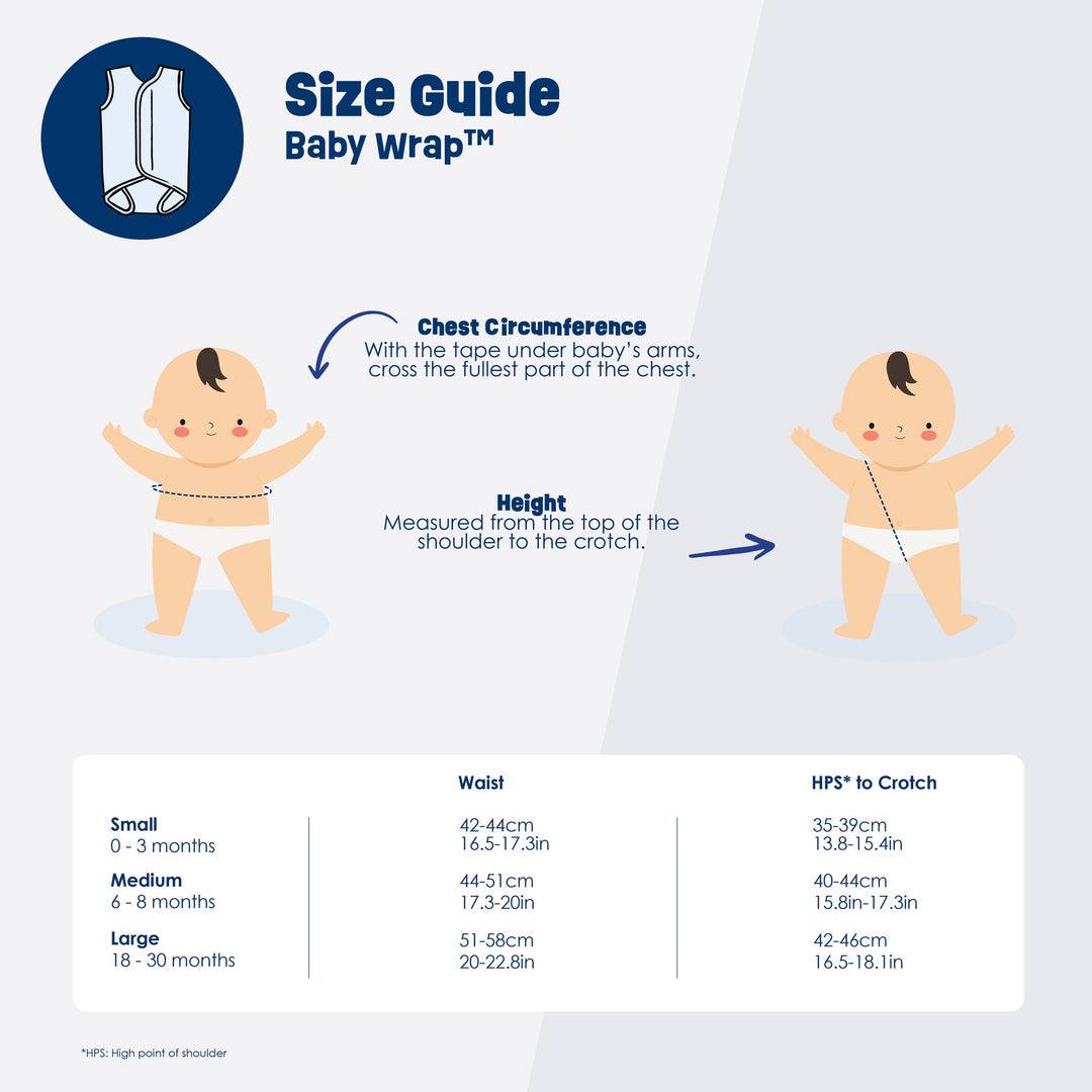 Baby wrap size chart.
