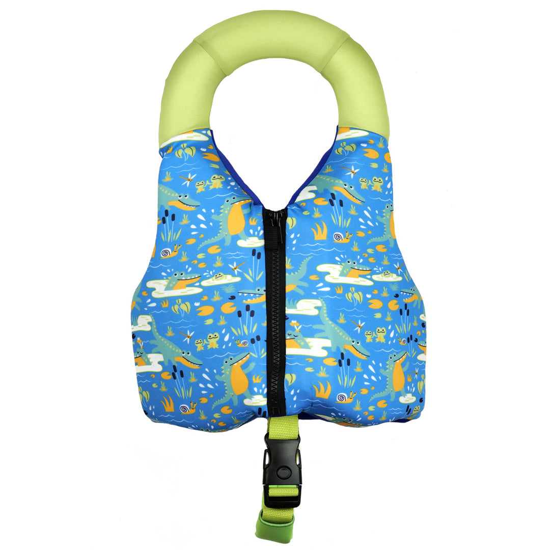 Croc Creek Early Years swim vest with crocodile print, front zip and bright trim for kids learn to swim