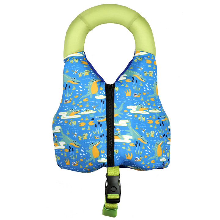 Croc Creek Early Years swim vest with crocodile print, front zip and bright trim for kids learn to swim