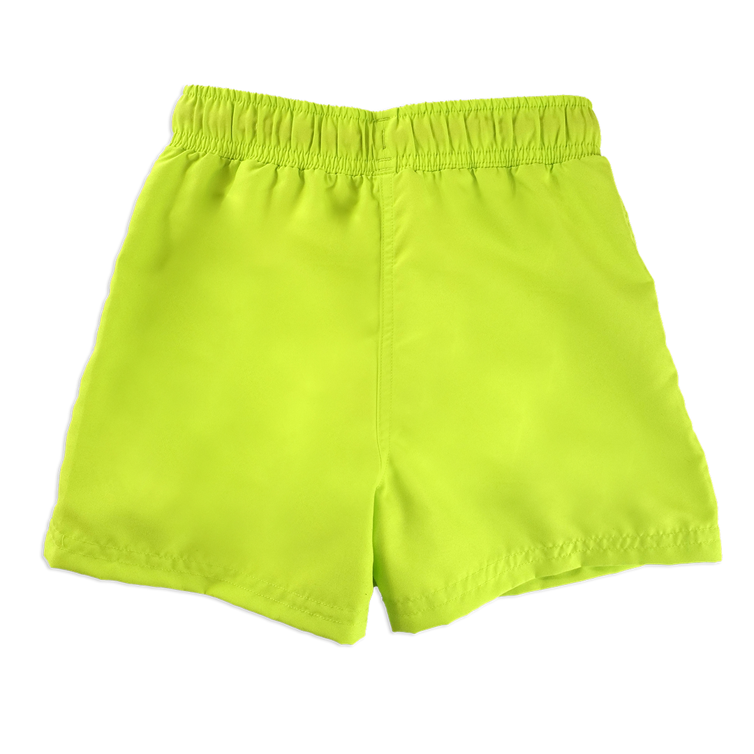 Lime green swim shorts for boys, back.