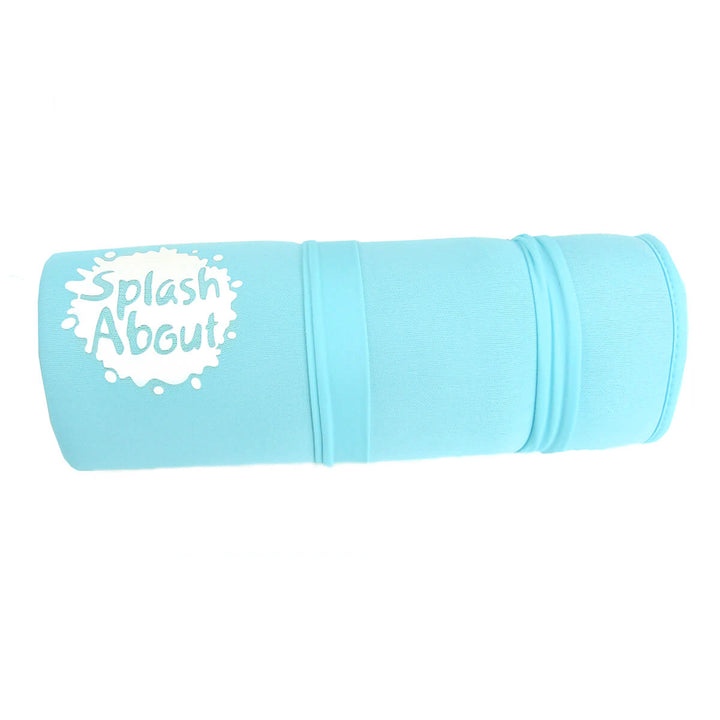 Blue neoprene changing mat, rolled up