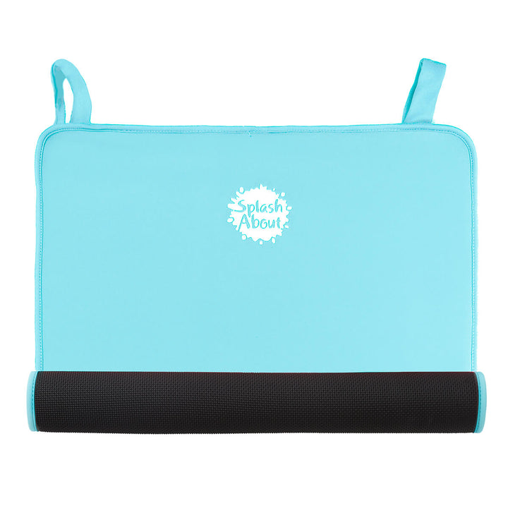 Blue neoprene changing mat, half rolled
