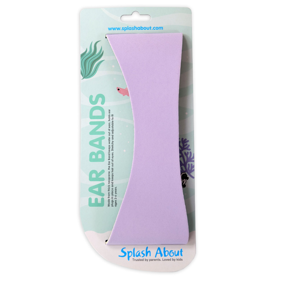 Swim ear band in lilac with packaging, front