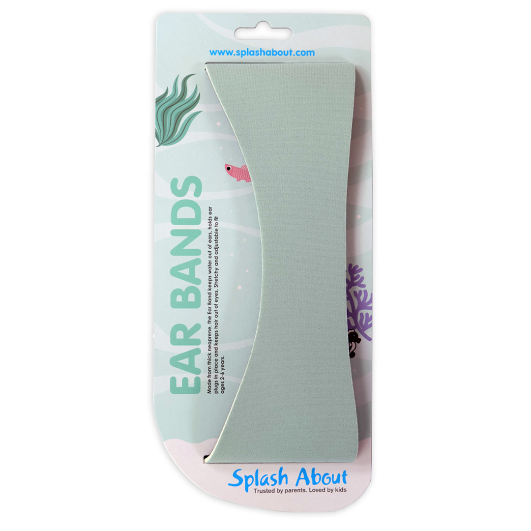 Swim ear band in pistachio with packaging, front