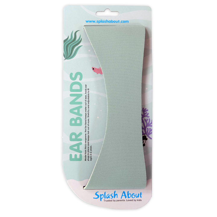 Swim ear band in pistachio with packaging, front