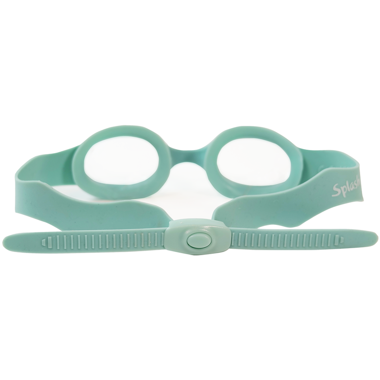 Green swim goggles, back view