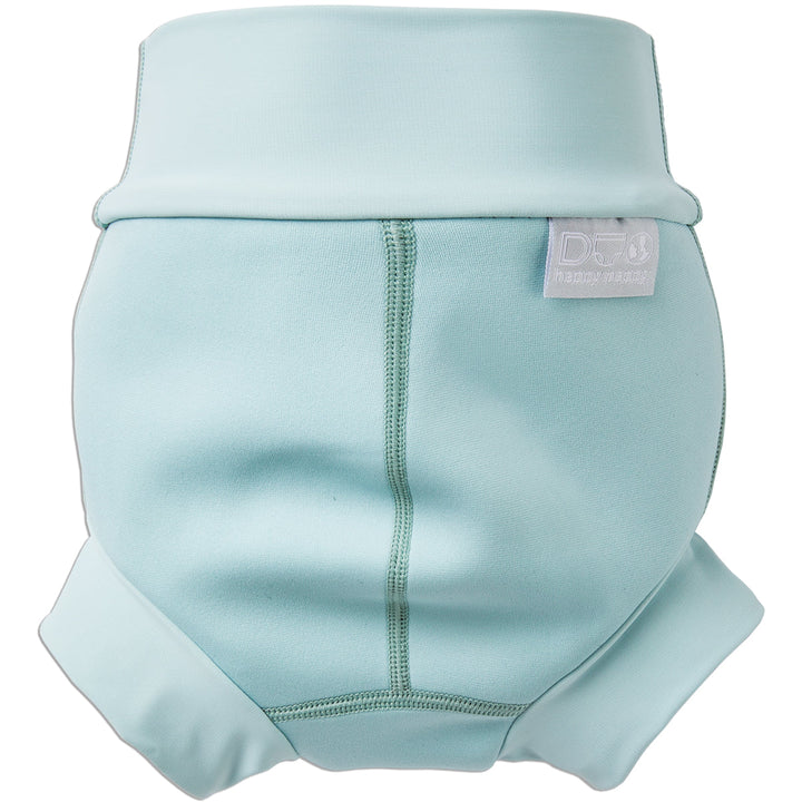 Reusable swim nappy in plain pistachio colour. Back.