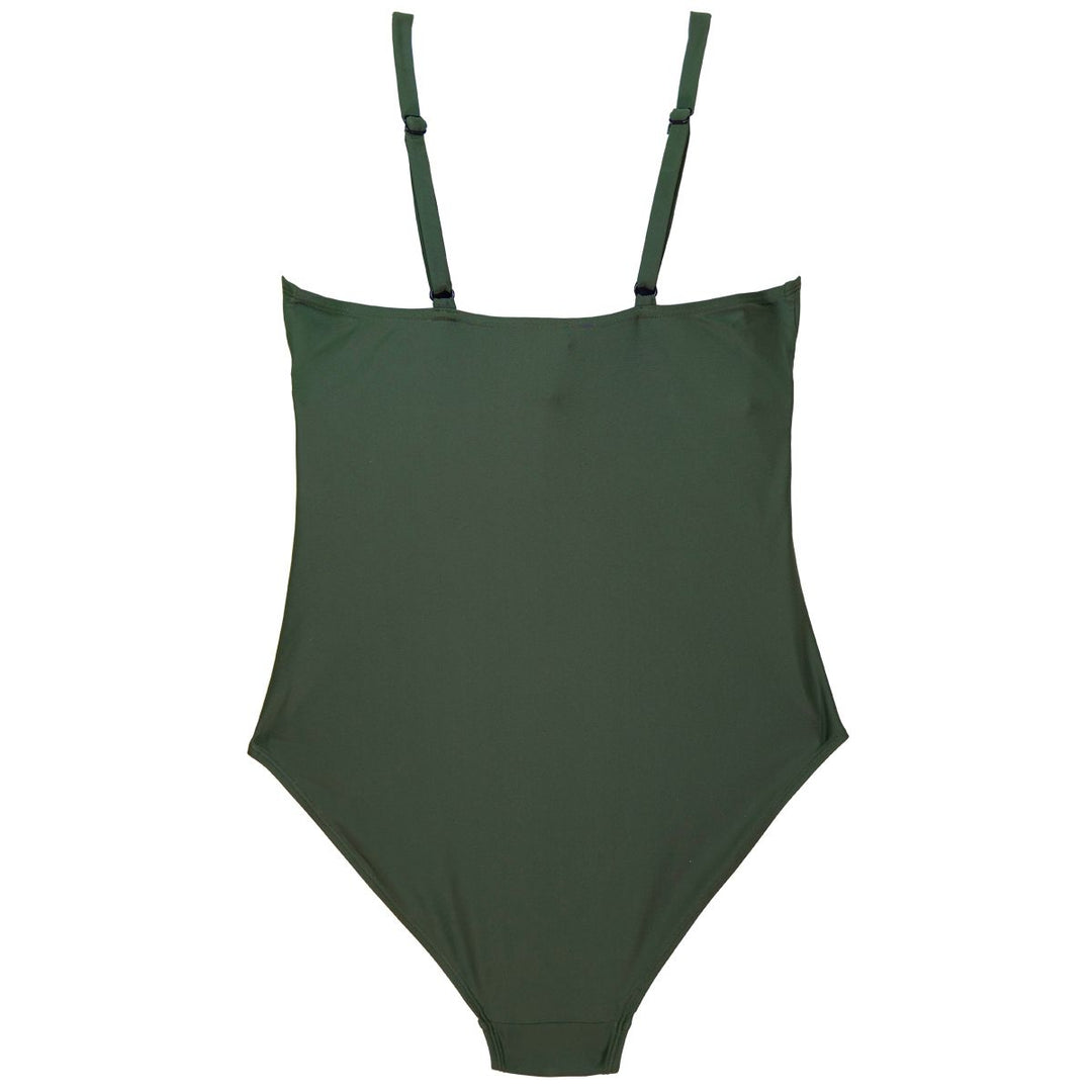 Forest green swimming costume, back.