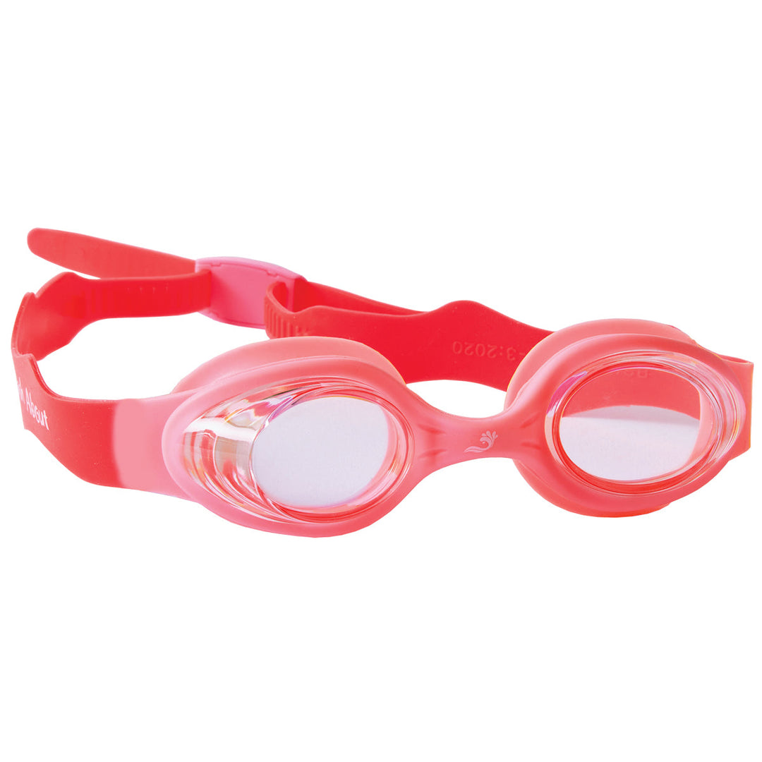 Pink swim goggles, side view