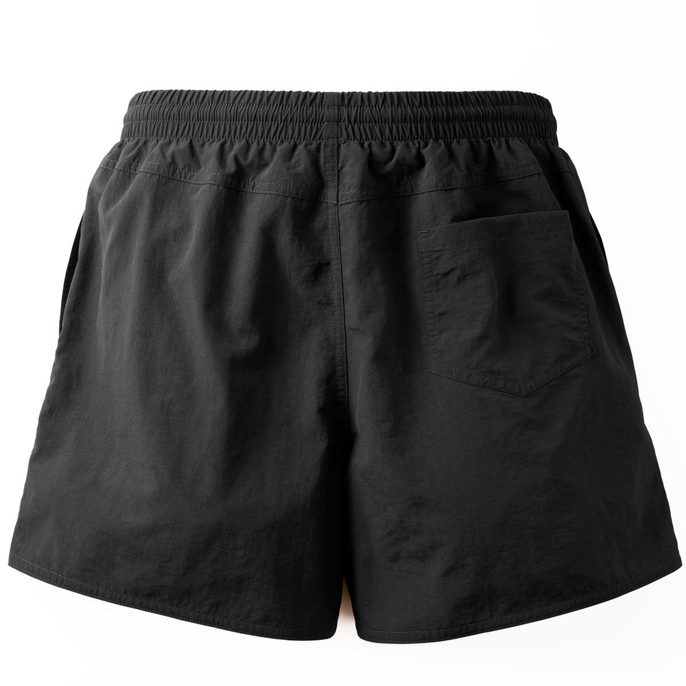 Black swim shorts for men in black, back.