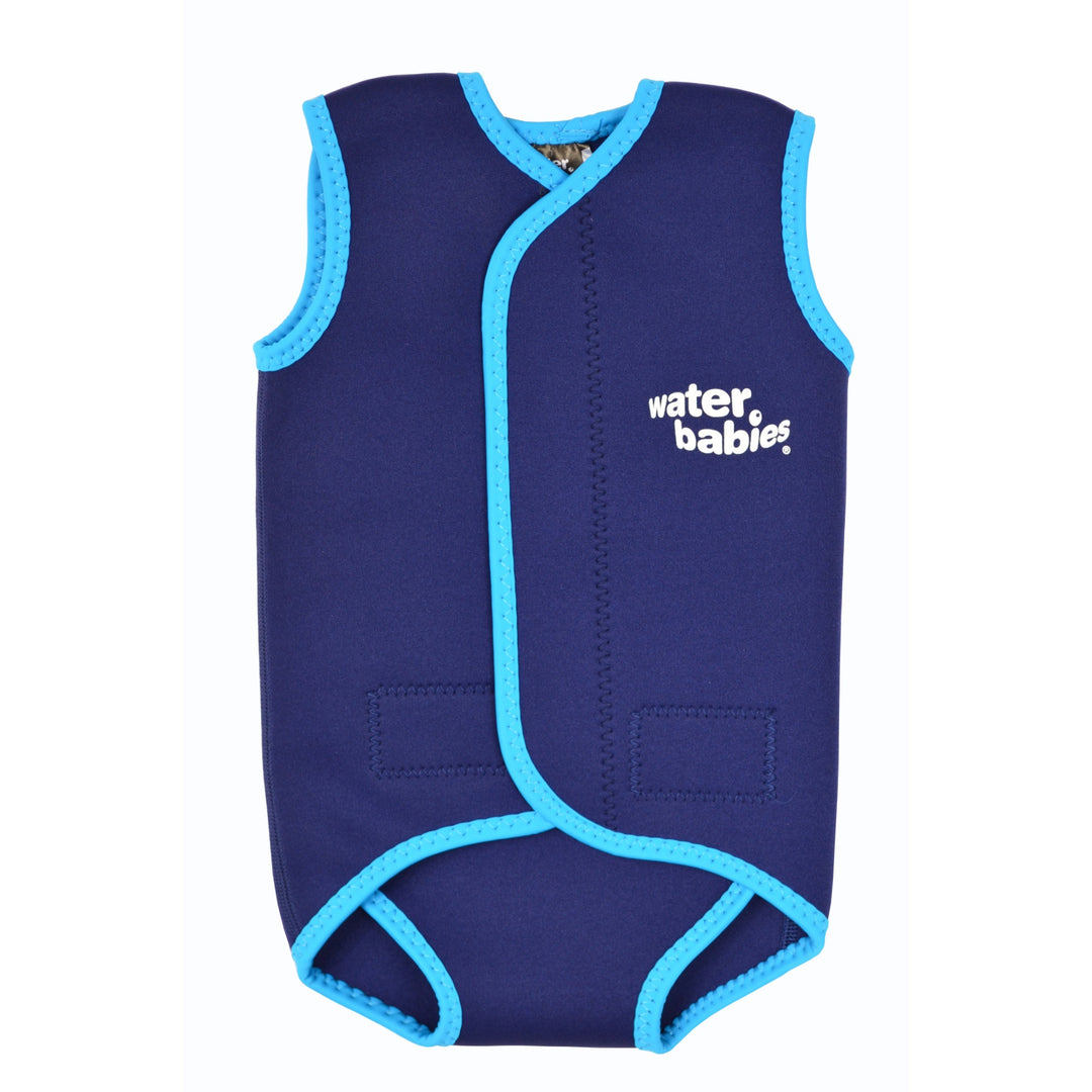 Neoprene water babies swim wrap in navy with blue trim