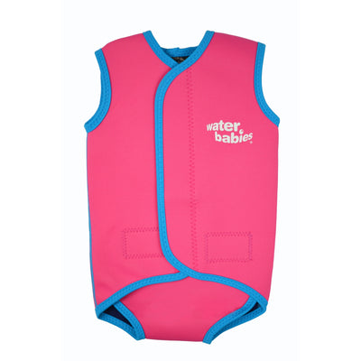 Neoprene water babies swim wrap in pink with blue trim