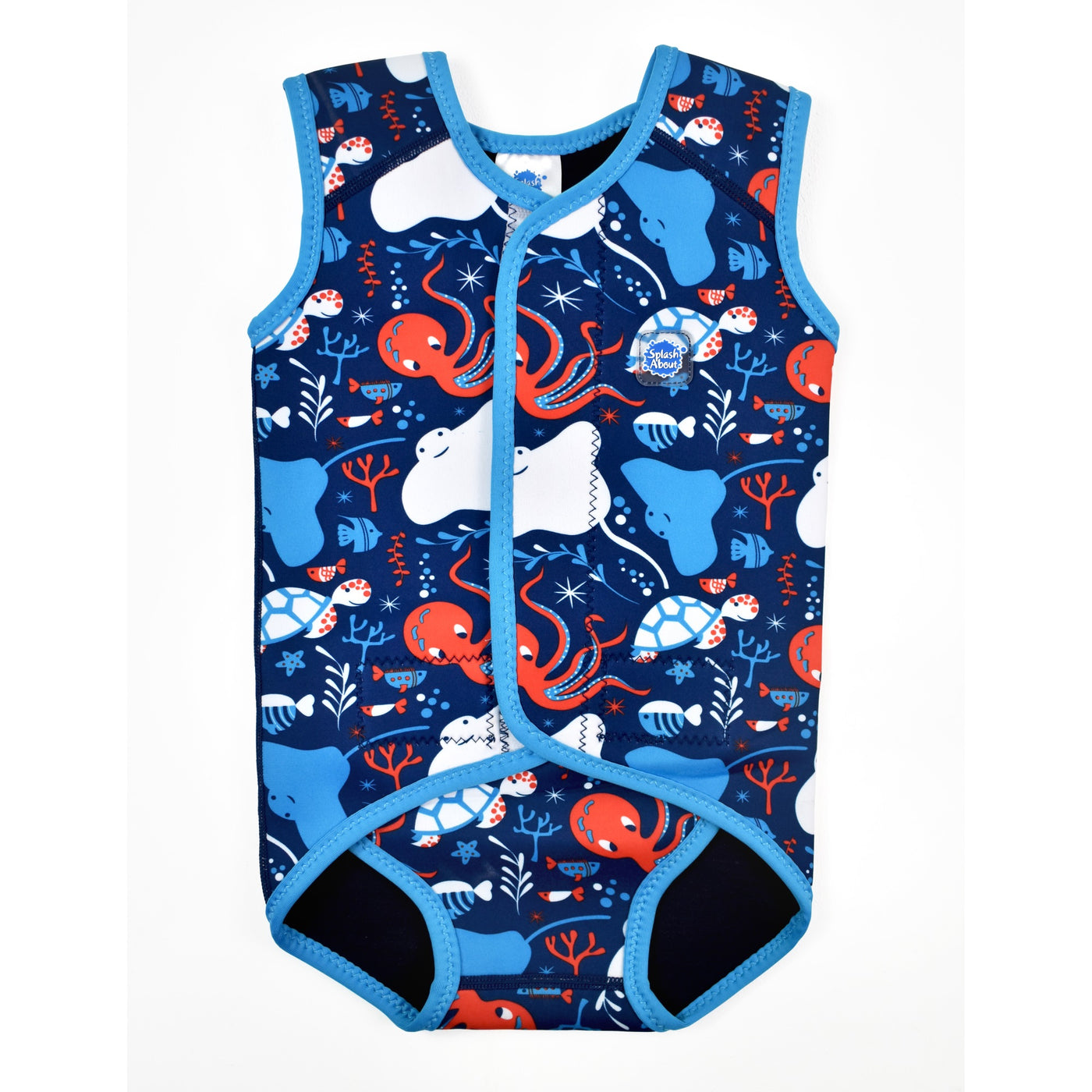 Neoprene baby swim wrap in blue sea creature print