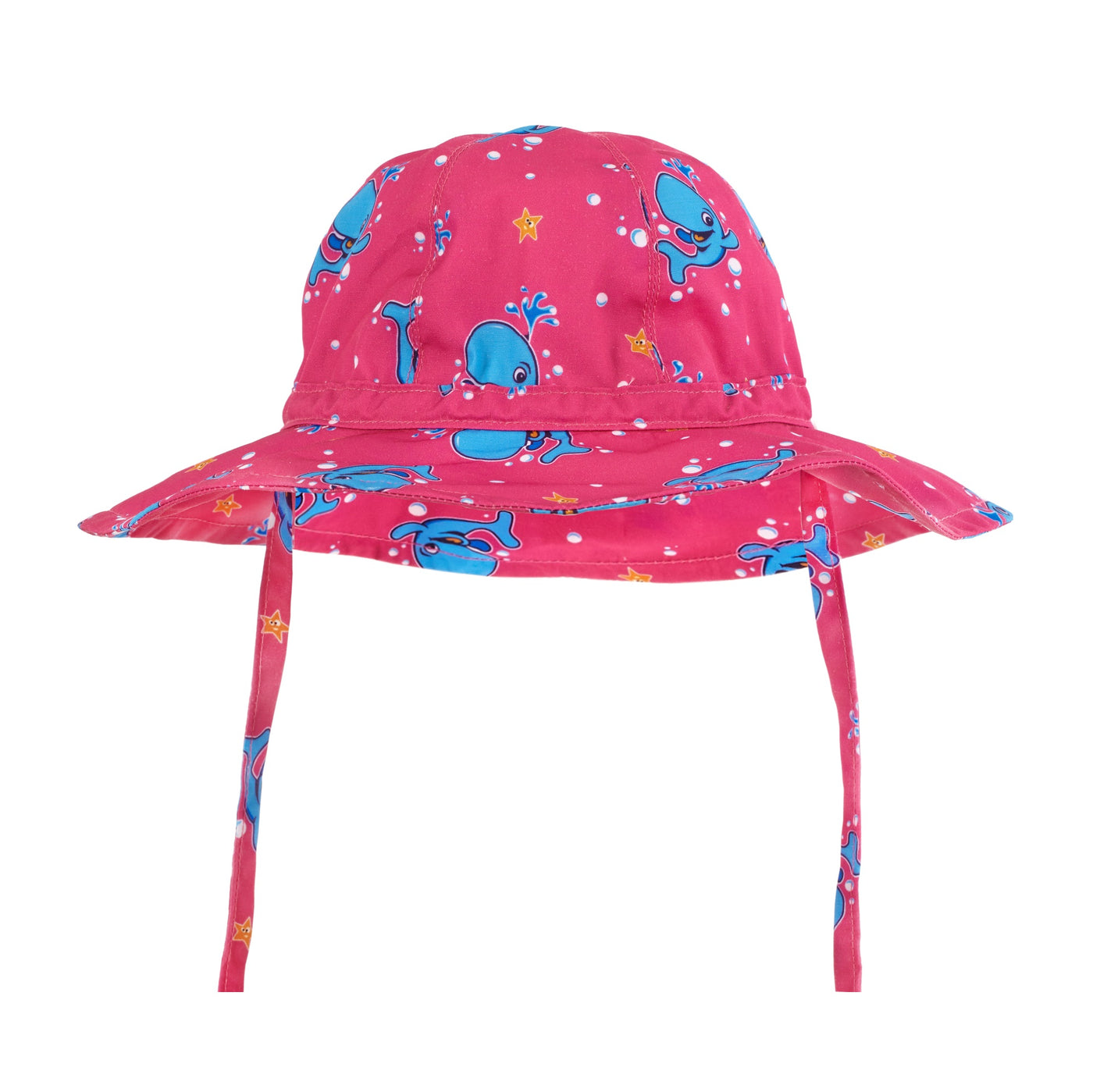 Floppy baby sun hat in pink Bubba the Whale print