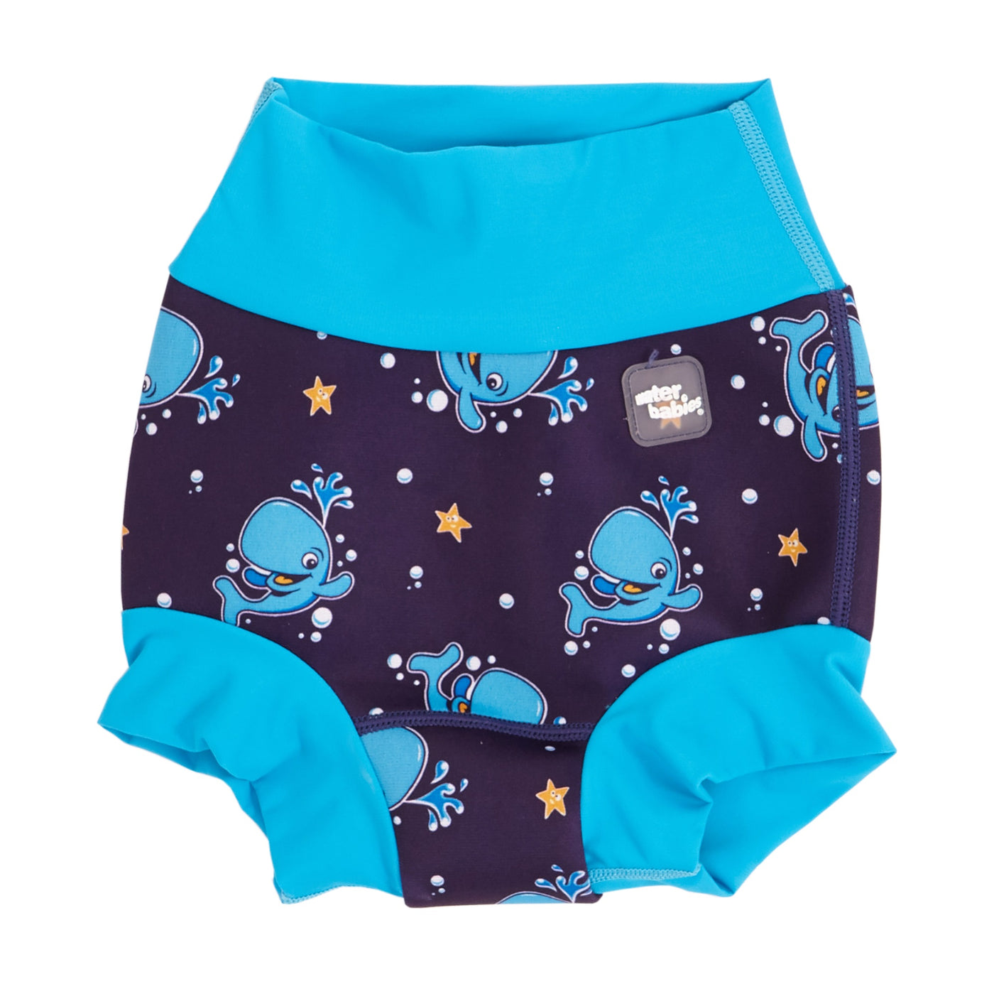 Baby swim nappy in blue Bubba the Whale print