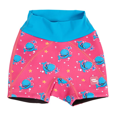 Neoprene swim shorts in pink Bubba the Whale print