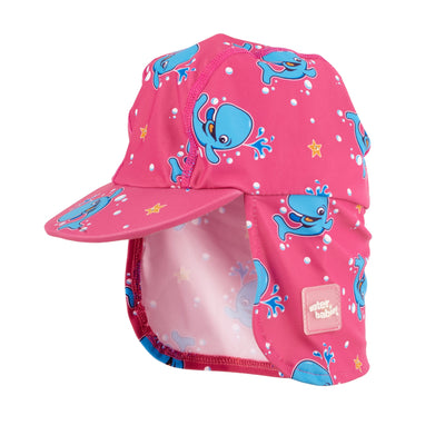 Baby legionnaire style sun hat in pink Bubba the Whale print